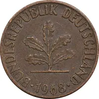 سکه 1 فینیگ 1968G جمهوری فدرال - EF40 - آلمان