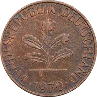 سکه 1 فینیگ 1970J جمهوری فدرال - EF45 - آلمان