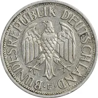 سکه 1 مارک 1962F جمهوری فدرال - EF45 - آلمان