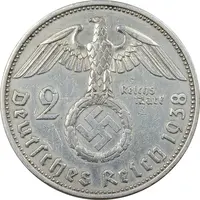سکه 2 رایش مارک 1938A رایش سوم - EF45 - آلمان