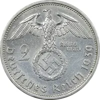 سکه 2 رایش مارک 1939A رایش سوم - MS61 - آلمان