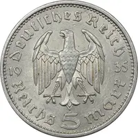 سکه 5 رایش مارک 1935A رایش سوم - AU58 - آلمان