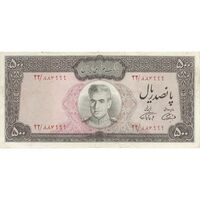 اسکناس 500 ریال (آموزگار - فرمان فرماییان) نوشته سیاه - تک - VF35 - محمد رضا شاه