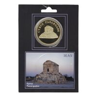 مدال یادبود منشور و مقبره کوروش (طلایی) با کاور فابریک - UNC - جمهوری اسلامی