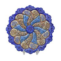 بشقاب میناکاری طرح گل و مرغ - 25 سانتی - کد: 028751