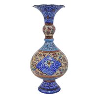 گلدان میناکاری طرح گل و مرغ - 20 سانتی - کد: 028756