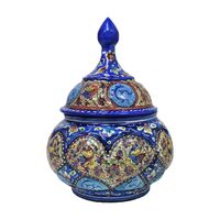 قندان میناکاری طرح گل و مرغ - 16 سانتی