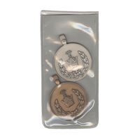 مدال جفت نقره و برنز خدمت - دو رو تاج - (با کاور فابریک) - رضا شاه