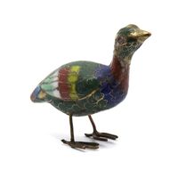مجسمه میناکاری طرح پرنده سبز آنتیک