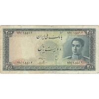اسکناس 200 ریال سری سوم - تک - VF20 - محمد رضا شاه