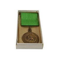مدال برنز بپاداش خدمت (با جعبه و روبان فابریک) - UNC - رضا شاه