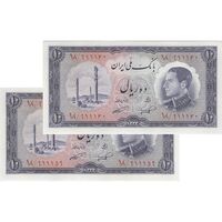 اسکناس 10 ریال 1333 - جفت - UNC63 - محمد رضا شاه