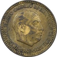 سکه 1 پزتا 1963 فرانکو کادیلو - AU58 - اسپانیا
