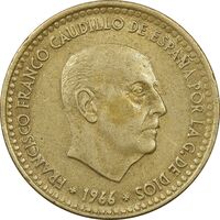 سکه 1 پزتا (68)1966 فرانکو کادیلو - AU50 - اسپانیا