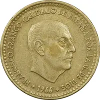 سکه 1 پزتا (68)1966 فرانسیسکو فرانکو - AU50 - اسپانیا