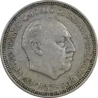 سکه 5 پزتا (61)1957 فرانسیسکو فرانکو - EF40 - اسپانیا