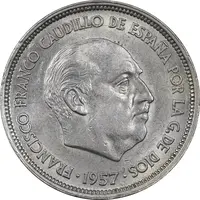 سکه 25 پزتا (58)1957 فرانسیسکو فرانکو - AU58 - اسپانیا