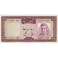 اسکناس 100 ریال (آموزگار - سمیعی) نوشته قرمز - تک - EF40 - محمد رضا شاه