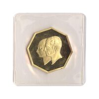 مدال طلا 5 گرمی بانک ملی (هشت ضلعی) - با پلمپ - PF67 - محمد رضا شاه