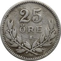 سکه 25 اوره 1914 گوستاو پنجم - VF25 - سوئد