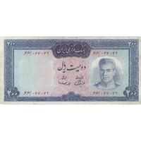 اسکناس 200 ریال (آموزگار - سمیعی) نوشته قرمز - تک - VF25 - محمد رضا شاه