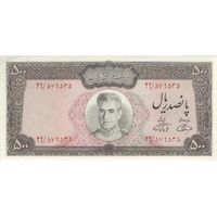 اسکناس 500 ریال (آموزگار - فرمان فرماییان) نوشته سیاه - تک - AU58 - محمد رضا شاه