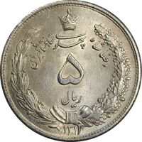 سکه 5 ریال 1313 (3 تاریخ ضخیم) - MS63 - رضا شاه