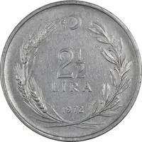 سکه 2-1/2 لیر 1972 جمهوری - EF45 - ترکیه