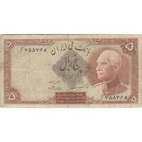 اسکناس 5 ریال پشت فارسی (بدون مهر) - تک - VF25 - رضا شاه