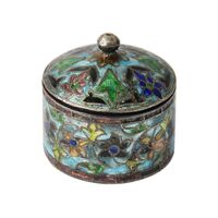 جعبه جواهرات نقره طرح گل با میناکاری - کد 031221