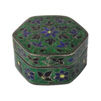 جعبه جواهرات نقره طرح گل با میناکاری - کد 031225