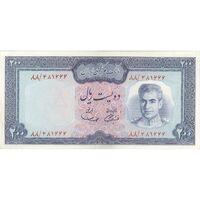 اسکناس 200 ریال (آموزگار - سمیعی) نوشته سیاه - تک - UNC63 - محمد رضا شاه
