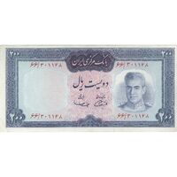 اسکناس 200 ریال (آموزگار - سمیعی) نوشته قرمز - تک - VF35 - محمد رضا شاه