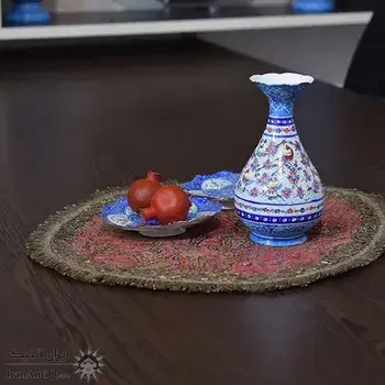 گلدان میناکاری طرح گل و مرغ - 13 سانتی در چیدمان
