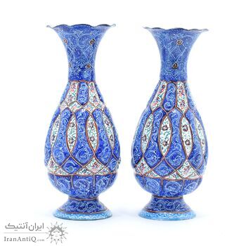 گلدان میناکاری طرح اسلیمی و ختایی - 15 سانتی