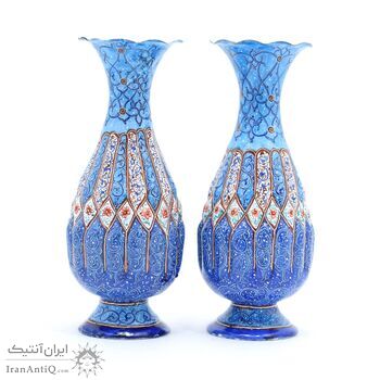 گلدان میناکاری طرح اسلیمی و ختایی - 15 سانتی