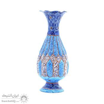 گلدان میناکاری طرح اسلیمی و ختایی - 15 سانتی