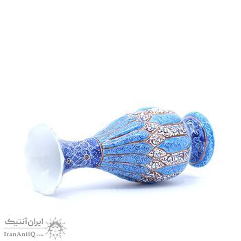 گلدان میناکاری طرح اسلیمی و ختایی - 15 سانتی