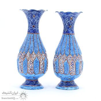 گلدان میناکاری طرح اسلیمی و ختایی - 15 سانتی