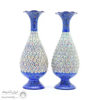 گلدان میناکاری طرح اسلیمی و ختایی - 25 سانتی