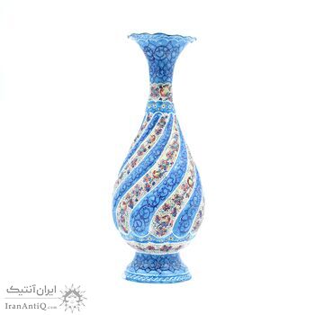 گلدان میناکاری طرح گل و مرغ - 25 سانتی