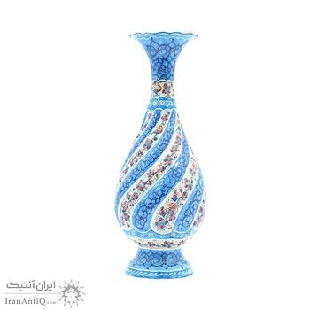 گلدان میناکاری طرح گل و مرغ - 25 سانتی
