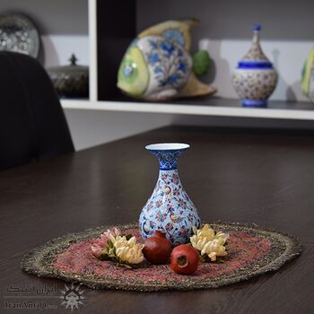 گلدان میناکاری طرح گل و مرغ - 13 سانتی در چیدمان