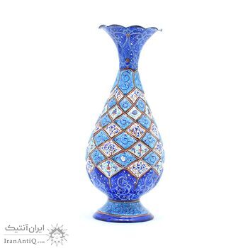 گلدان میناکاری طرح اسلیمی و ختایی - 20 سانتی