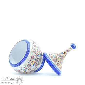 قندان میناکاری طرح گل و مرغ - 18 سانتی