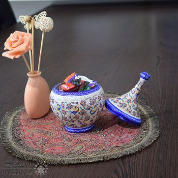 قندان میناکاری طرح گل و مرغ - 18 سانتی در چیدمان