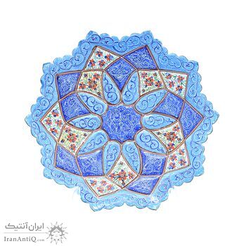 بشقاب میناکاری طرح اسلیمی و ختایی - 20 سانتی