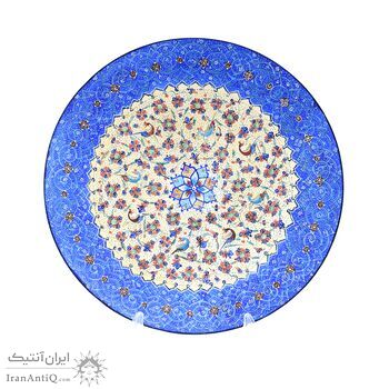 بشقاب میناکاری طرح گل و مرغ - 25 سانتی