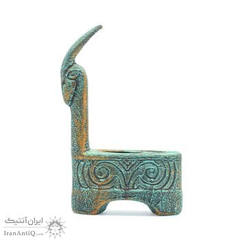 ظرف سفالی پتینه مدل بز