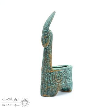 ظرف سفالی پتینه مدل بز